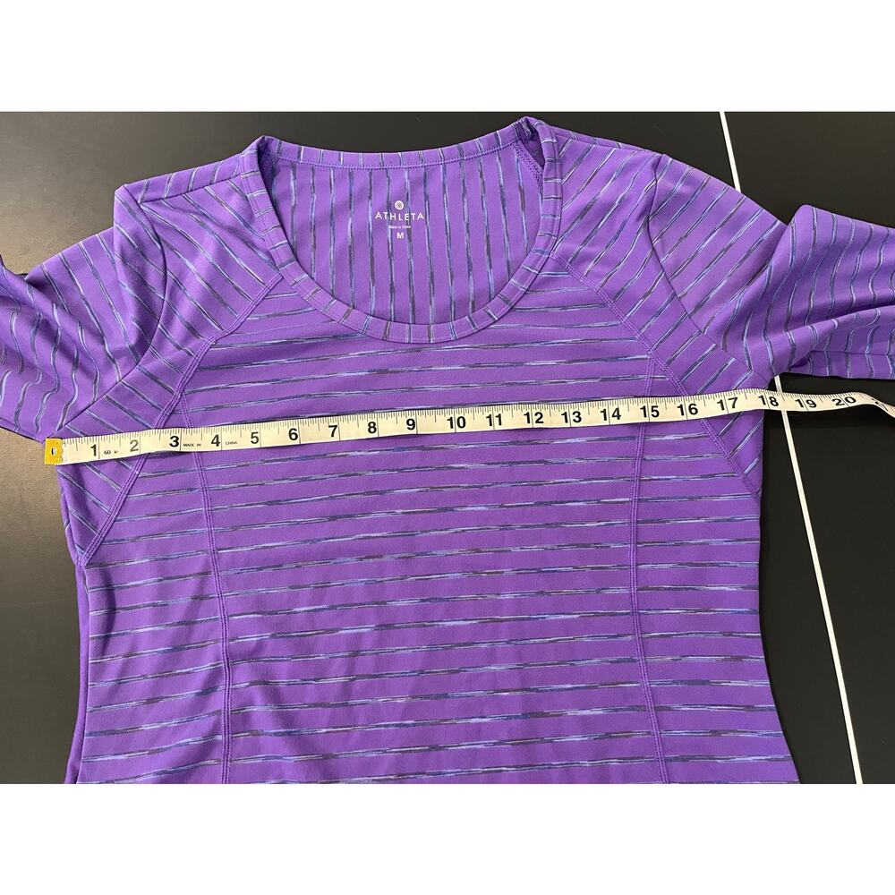 Athleta Women's M Purple Space Dye Striped Activewear Top Thumbholes Athleisure - Picture 4 of 9